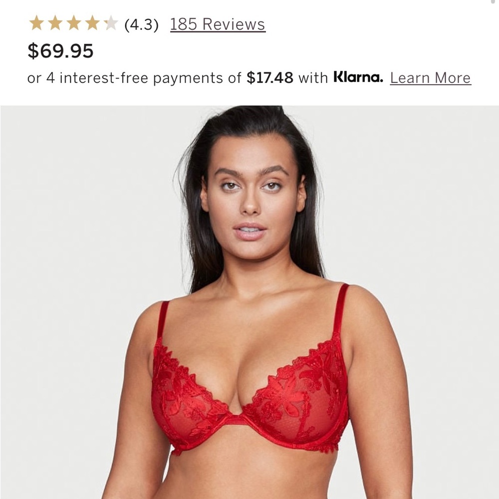 VICTORIA’S SECRET Unlined Floral Embroidered Demi Bra
